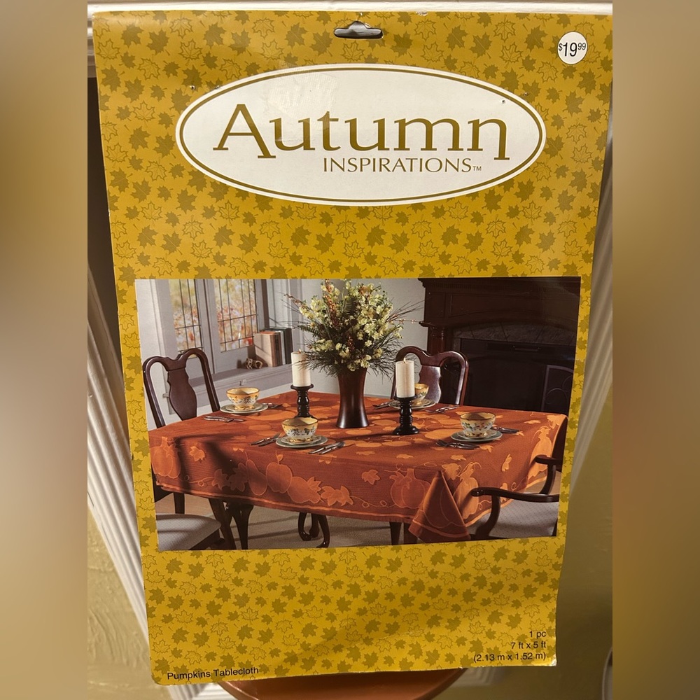 Autumn Inspirations 7x5 ft. Pumpkins Lace Tablecloth Brand New